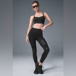 Alo Moto Leggings Black Size Small High-Waist Athleisure